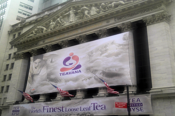 Starbucks will have to invest heavily in marketing its Teavana store concept, but a giant banner on the facade of the New York Stock Exchange in 2011 was no bad start (David Shankbone/Flickr)